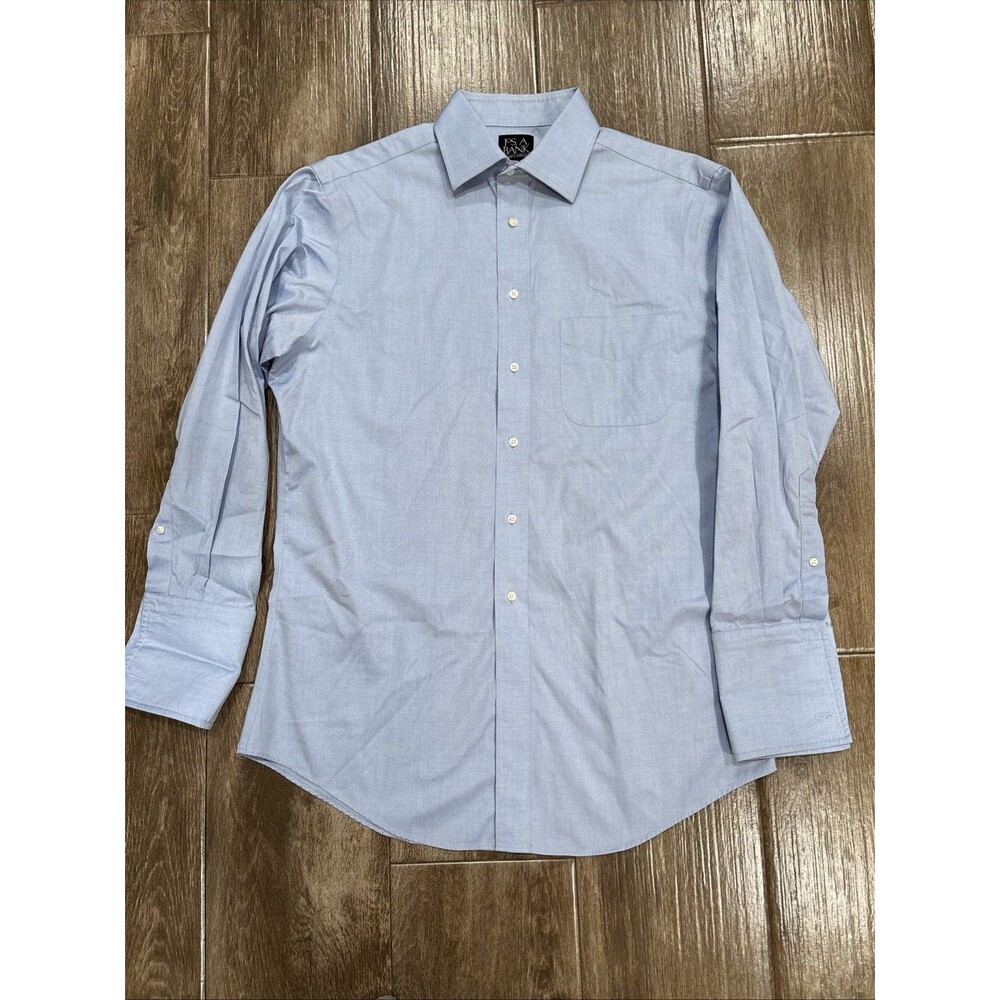 Jos A Bank‎ Men’s Traveler Blue Button Down Shirt 16-33 Tailored Fit cuff links